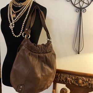 Fossil brown leather hobo bag